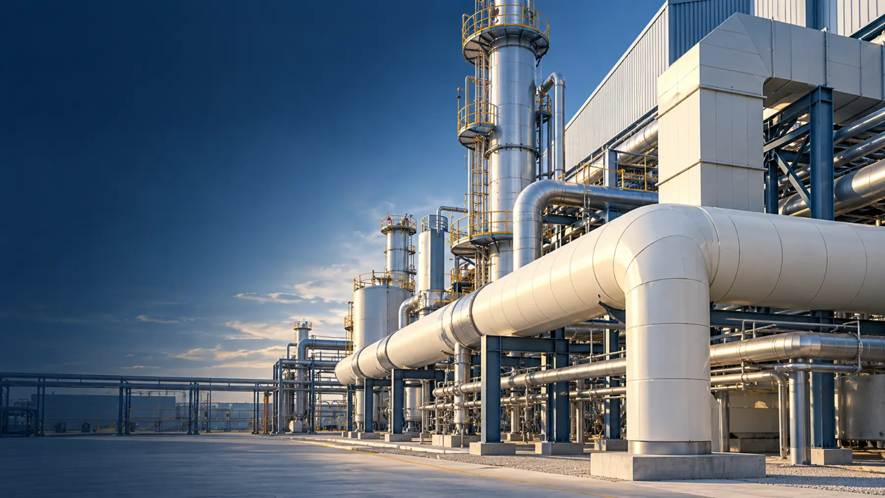 Illustrative insulated industrial pipework and ducting